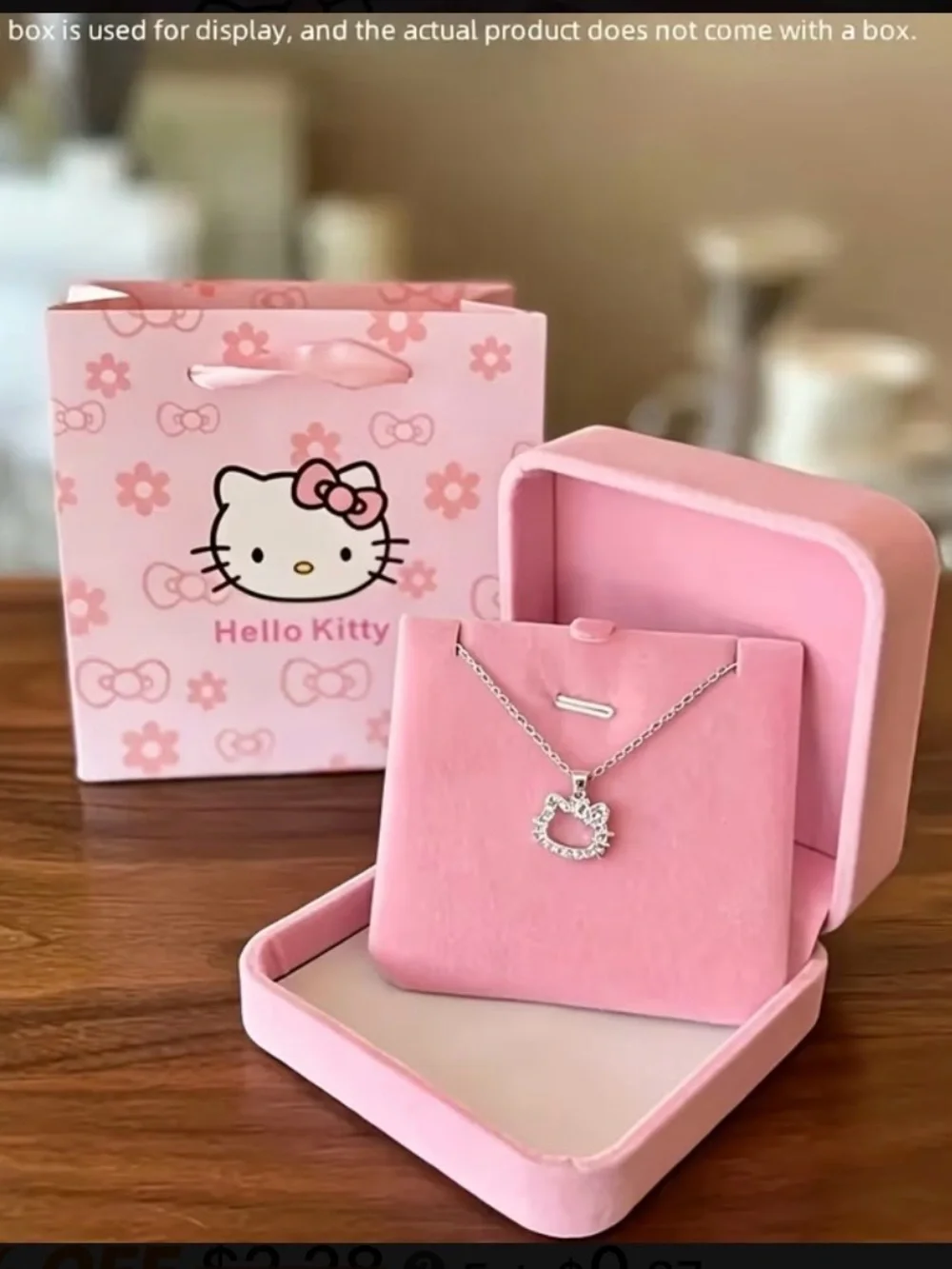 Hello Kitty Pink and Silver Kids Necklace with Sparkling Pendant necklace only
